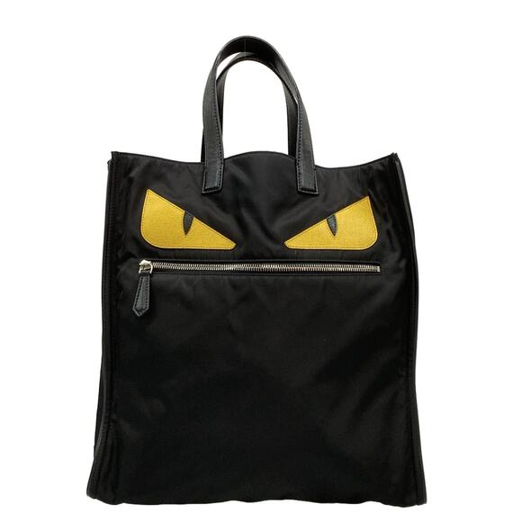 Fendi Handbags - Fendi Bag Bugs Tote Bag 7VA367 Black Yellow Nylon Leather